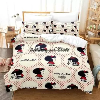 Mafalda Bedding Set Single Twin Full Queen King Size Bed Set Aldult Kid Bedroom Duvetcover Sets 3D Anime Bed Sheet Set 70x133cm 2pcs