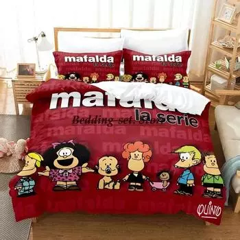 Mafalda Boys Bedroom Bedding Single Twin Full Queen King Size Aldult Duvetcover Bed Sheet Set Bedding Set Soft and comfortable EU Single 135x200cm