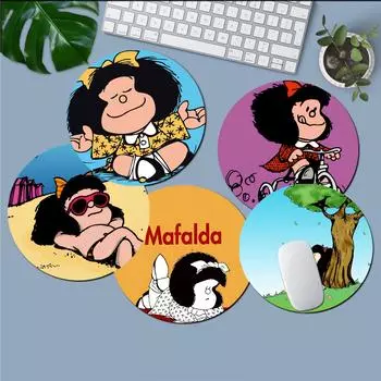 Mafalda INS Tide Round Gaming Mouse Pad Gamer Desk Mats Keyboard Pad Mause Pad Office Desk Set Accessories Deskpad Home Decor 20x20cm