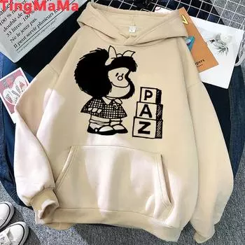 Mafalda Мужские и женские толстовки с капюшоном в японском стиле Харадзюку, осенне-зимний спортивный топ S