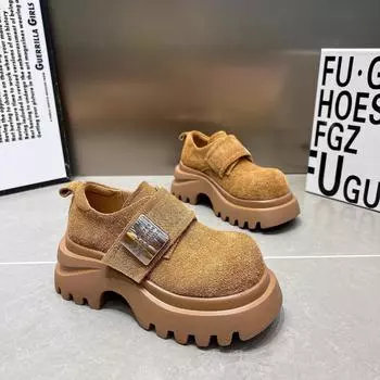 Маффины на толстой подошве, увеличивающие рост, новые весенне-осенне-зимние маленькие ретро лоферы на одной педали, одинарная обувь Birkenstocks 2025 35