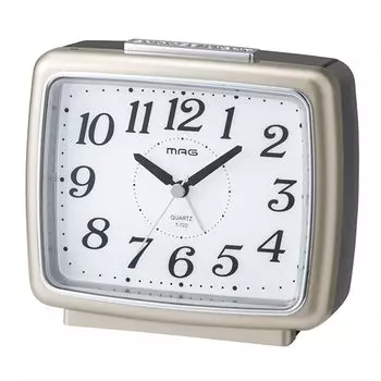 MAG Alarm Clock Analog Brillia Quiet Continuous Second Hand Automatic Lighting Snooze Function Light Champagne Gold T-722CGM-Z