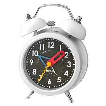 MAG Alarm Clock Analog Bronx Silent Continuous Second Hand Snooze Function with Light White T-766WH-Z