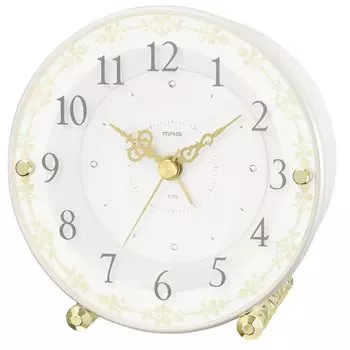 MAG Alarm Clock Silent Continuous Second Hand Corinne Snooze with Light White T-773WH-Z