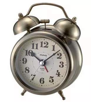 MAG Alarm Clock Table Clock Analog Antique Stylish Cute Interior Twin Bell Silent Continuous Second Hand Bell Sound Alarm Snooze Light Gold Noah
