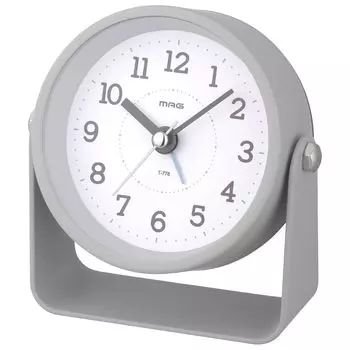 MAG Alarm Clock Table Clock Cute Stylish Interior Analog Silent Continuous Second Hand Electronic Sound Snooze Light Gray Monaca Noah Precision T-778A серый