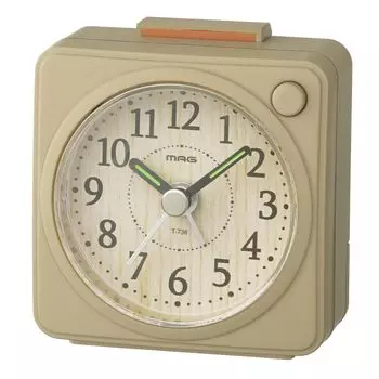 MAG Alarm Clock Table Clock Small Small Analog Cute Stylish Interior Quiet Continuous Second Hand Electronic Sound Alarm Snooze Light Natural Minimoku