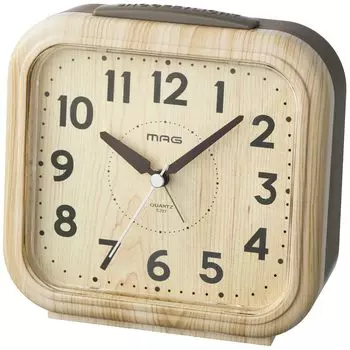 MAG Будильник Настольные часы Стильные интерьерные аналоговые тихие непрерывные секундные стрелки Электронный звуковой будильник с функцией повтора сигнала Подсветка из натурального дерева Noah Precision