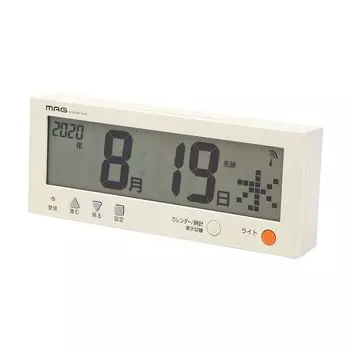 MAG Digital Calendar Elderly Senior Simple Wall Clock Table Clock Radio Clock Calendar Time Display Switch Rokuyo Light Beige Koyomin Noah Precision бежевый