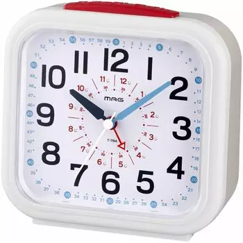 MAG Educational Wake Continuous Second Snooze Light Included Часы, белые, аналоговые, вверх, тихий, стрелка, функция, T-784WH-Z