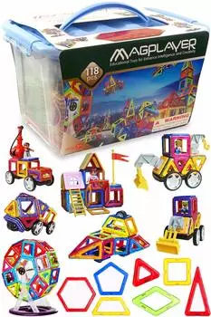 Mag Player Special Boys Set Набор для изготовления бульдозера Включает футляр для хранения и руководство 156 деталей - - -