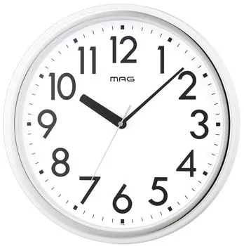 MAG Wall Disaster Continuous Second Diameter Platurf Noah Precision Clock, Аналоговые, Предотвращение, Безопасность, Пластик, Легкие, Бесшумные, Стрелочные, 31.0 см, белый