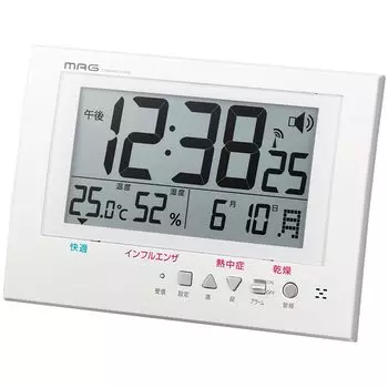 MAG Wall Radio Controlled Digital Environmental Guide Display Day of the Week Может использоваться как Белый W-785WH-Z Часы, Часы, Guardman, Функция, белый