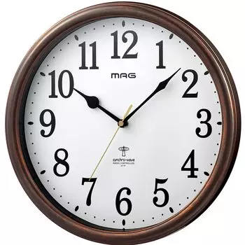 MAG Wall Radio Step Second Night Second Hand Stop Wood Brown Clock, Clock, Analog, Bellflower, Hand, Function, Grain, W-781BR-Z коричневый