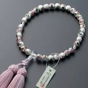 Магазин алтаря Takita Kyoto Молитвенные четки для женщин, настоящие хрустальные бусины диаметром 8 мм, чистый шелк, пучки с головками, в комплекте с мешочком для бусин, могут использоваться всеми сектами.