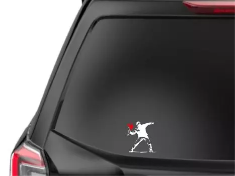 Магазин Доброты Автонаклейка Наклейка на Заднее Стекло Автомобиля Молотов Гай Бэнкси Цветок Цветок Бомбер Маленький Белый M834-S-W small