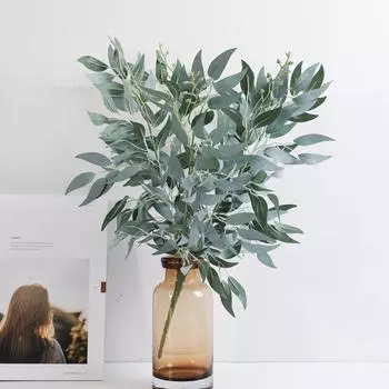 Магазин H&K, 1 шт., искусственные плетеные листья ивы, поддельные зеленые растения, листва, свадебный домашний декор One Size серый/зелёный