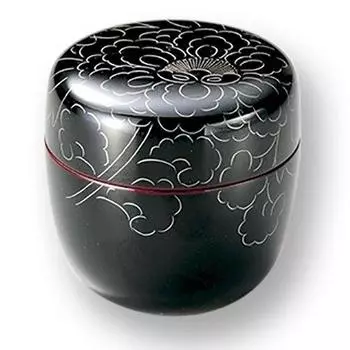 Магазин лаковых изделий Nomura Платиновый пион с резьбой среднего размера Нацумэ Тамэ Этидзен-нури 11-17409