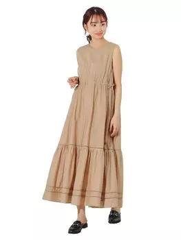 Магазин Life by Dress by BEAMS Многоуровневое макси-платье без рукавов БЕЖЕВЫЙ М [Beaming BEAMS] Женское BMING бежевый
