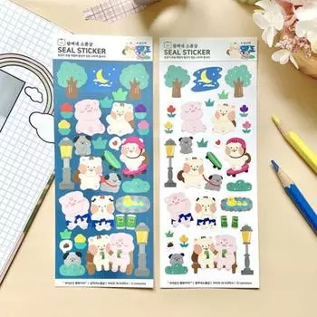 Магазин реквизита Jelly Crew Ramchi_Наклейка с печатью «Ночная прогулка», популярная фраза в Корее Ramchi s Prop Shop_Night Walk Seal Sticker