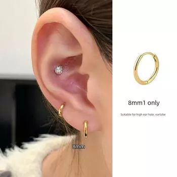 Магазин Ringring Кольцо-гвоздик для козелка уха Простое кольцо-браслет Серьги Маленькие серьги-гвоздики для ушей Гвоздик для мочки уха в высоком положении Мини-кольцо для уха Серьги-клипсы 8mm Gold 1 only