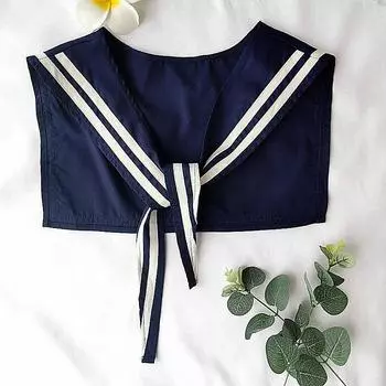 Магазин - темно-синяя шаль матросское плечо ложный воротник колледж стиль маленькая шаль внешнее украшение для женщин