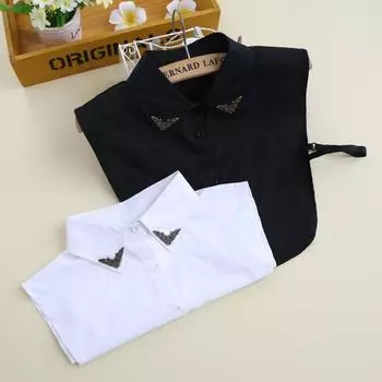 Magazine Versatile Shirt Fake Collar Vintage Lace Pearl Necklace Women S Cotton White 36 Black 47