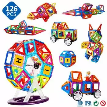 MAGBLOCK 126 шт. Магнитные блоки Магнитные блоки Магнитные игрушки Строительные блоки 3D развивающие игрушки для начальной школы Детский сад Рождество