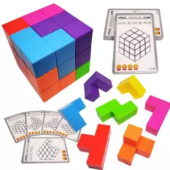 MAGCUBE Магнитный блок Тетрис Развивающая игрушка 3D-головоломка (Читойку СИНБИДА) (Отдельный предмет)