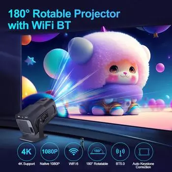 Magcubic Android11 Projector 1920*1080P 4K Wifi6 390ANSI AllwinnerH713 180° flexible BT5.0 Home Cinema Projetor Upgrated HY300 EU Plug