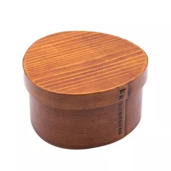 Magewappa bento 14 x 8 lunch rice box, wooden, lacquered, approx. cm, divider, box, one-tier, ball-shaped, A-10-273073