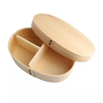 Magewappa Bento 17cm x 11cm x 500ml J-kitchens Box, Wooden, Single-Tier, Small, Natural, 5.5cm,