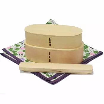 Magewappa bento уретан 1000 мл деревянная палочка для еды Kyoto furoshiki Strawberry Murasaki [натуральный кедр] двухъярусная коробка, покрытие, (ланч-бокс, палочки для еды,