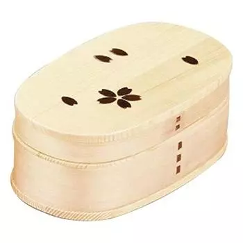 Magewappa Овальный вложенный ланч-бокс Цветы вишни Обычное дерево Лакированная посуда Кедр Увлажнение Натуральное дерево Гарнир Натуральное дерево Женщины Мужчины двухъярусный белый