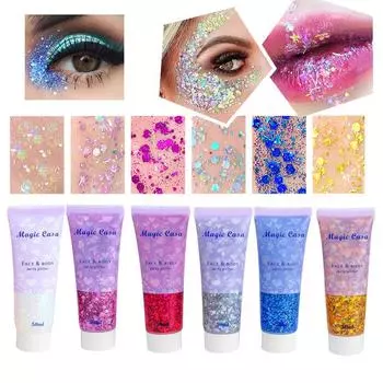 MAGIC CASA Mermaid Scale Glitter Gel Face Body Lip Glitter Eyeshadow Polarizing Stage Makeup 01#
