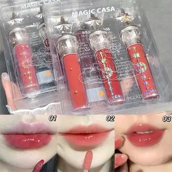MAGIC CASA Small Star Stick Mirror Lip Glaze Water Light Стойкий и не легко выцветающий прозрачный блеск для губ 01#
