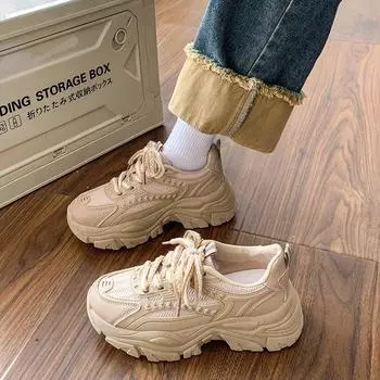 Magic Daddy shoes autumn and winter new wheat ears thick-soled round head sports shoes heightened muffin sole casual shoes 35