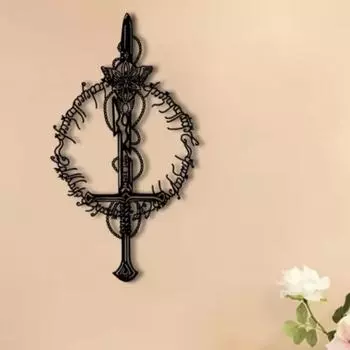 Magic Kingdom Металлическое настенное искусство Мистическое кольцо Король Тема Домашний офис Железное искусство Подарок Ему Новоселье Magic Kingdom Мистический король чёрный