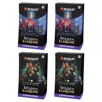 Magic The Gathering Wilds of Eldraine Commander Deck Bundle включает в себя обе колоды Dominion Virtue и – (FAE + Доблесть)