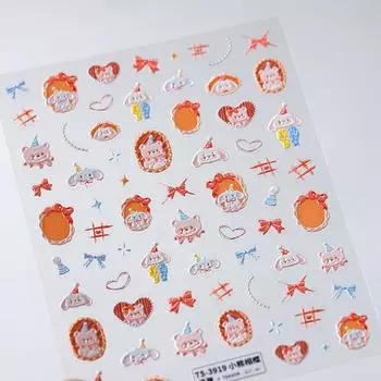 Magico Ferrite 3D Мультяшные Наклейки для Ногтей Мишка Тедди - TS-3919 Тисненый Матовый Самоклеящийся Дизайн