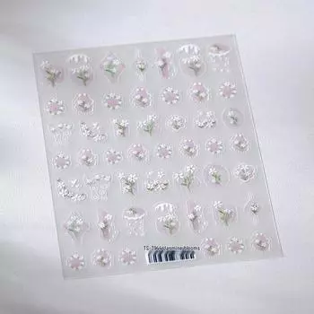 Magico Матовый цветущий жасмин TS-3944: Самоклеящиеся прозрачные наклейки для дизайна ногтей