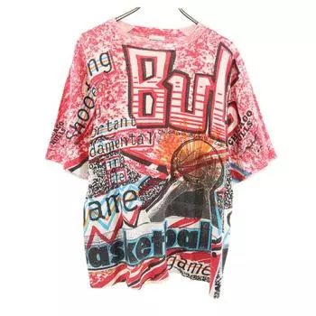 МАГИК ДЖОНСОН TS 90-е НБА Чикаго Буллз двусторонняя печать Футболка с коротким рукавом Мужская Б/У