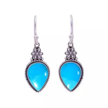 Magnesite Turquoise 925 Sterling Silver Earring V9628, Blue Earring, Pear Earring, Valentin s Day Gift, Gift For Her, Birthday Gift, Handmade Jewelry,