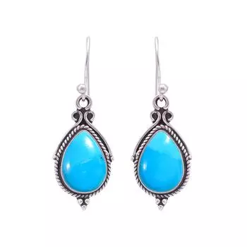 Magnesite Turquoise 925 Sterling Silver Earring V9789, Blue Earring, Pear Earring, Valentin s Day Gift, Gift For Her, Birthday Gift, Handmade Jewelry,