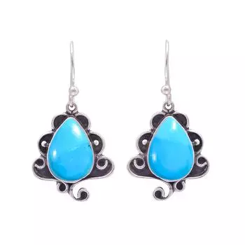 Magnesite Turquoise 925 Sterling Silver Earring V9829, Blue Earring, Pear Earring, Valentin s Day Gift, Gift For Her, Birthday Gift, Handmade Jewelry,