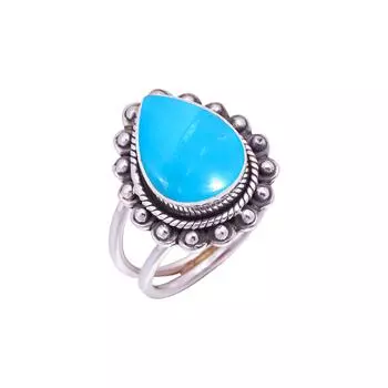 Magnesite Turquoise Gemstone 925 Sterling Silver Ring V9469, Blue Ring, Pear Ring, Valentin s Day Gift, Gift For Her, Birthday Gift, Handmade Jewelry,