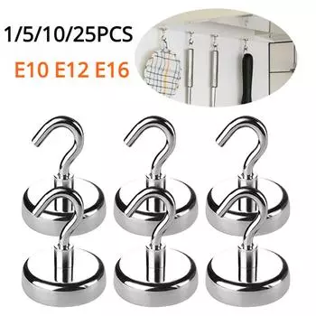 Magnet Hook Strong Magnetic Hook Ndfeb Traceless Magnetic Sucker Hook No Punch Permanent Magnet Hook Metal Hook Thick Wall Hook 1PCS