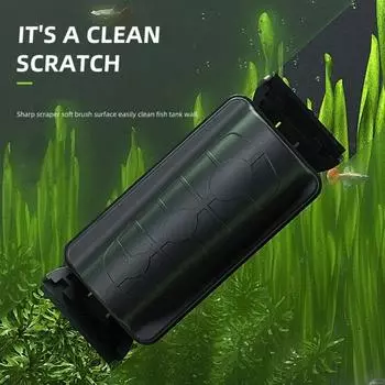 Magnetic Aquarium Fish Tank Brushes Floating Clean Glass Window Scrubber Aquarium Accessories Black-S-Standard Scraper