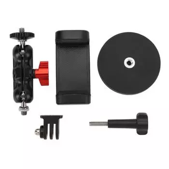 Magnetic Camera Mount Base Stand Kit Aluminum Alloy Silicone Pad Multi Angle Dual Ball Head Magnetic