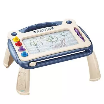 Magnetic Drawing Board Erasable Educational Skill Development Painting Doodle Writing Table with 4 синий